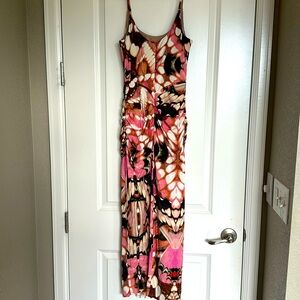 H:ours Inez midi dress in pink butterfly size small